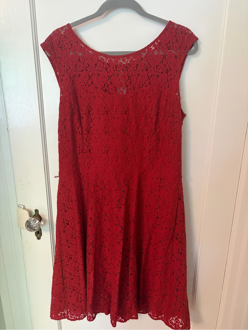 White House black market Red Lace Sleeveless Dress womens 14